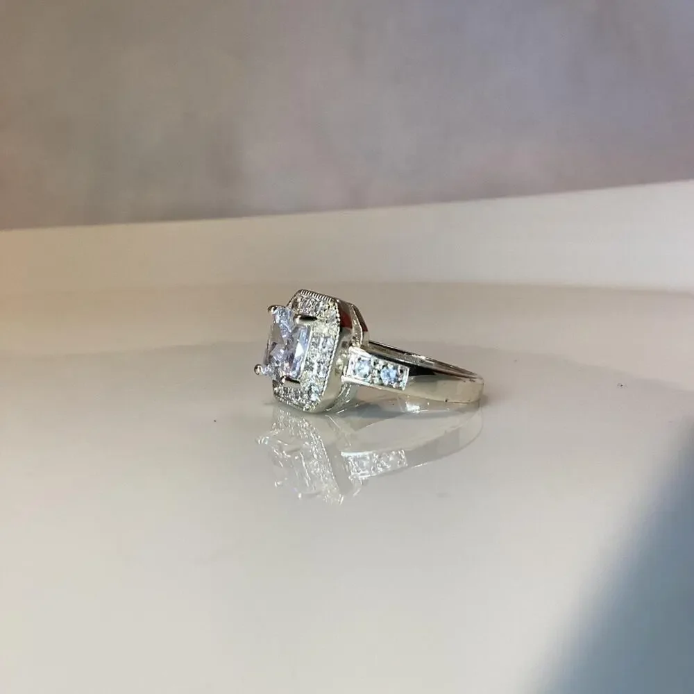 Silver Toned Crystal Ring